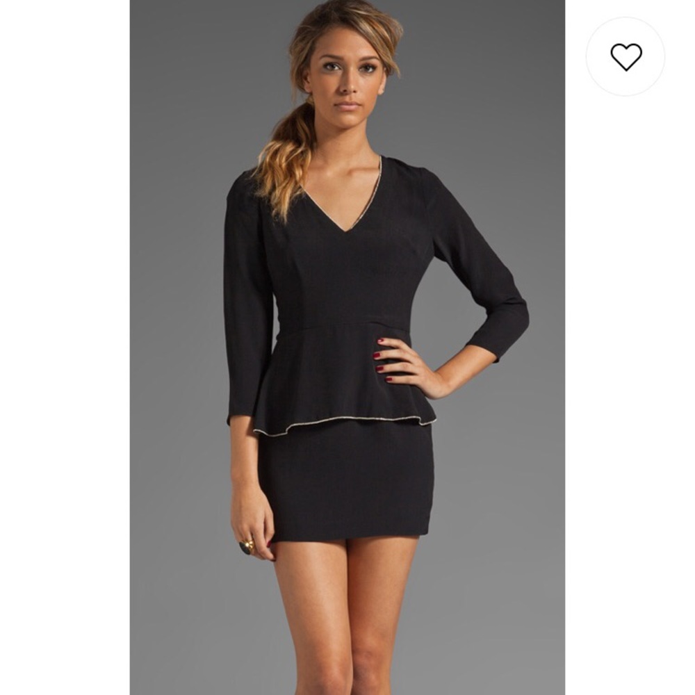 Black plenty Embellished Crepe Peplum Mini Dress 2